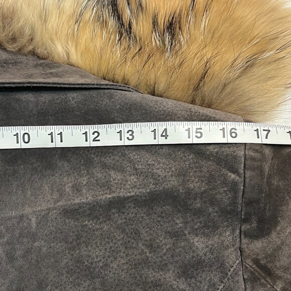 BernardoGenuine Leather Jacket Fur Collar Finn Raccoon L Brown Women's VTG Luxe - Picture 10 of 10